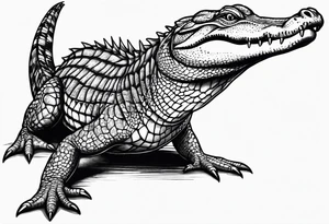 Full body Caiman with tail tattoo idea