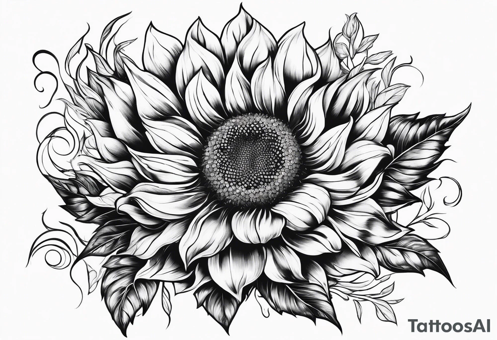 Flower fire and a sunflower tattoo idea