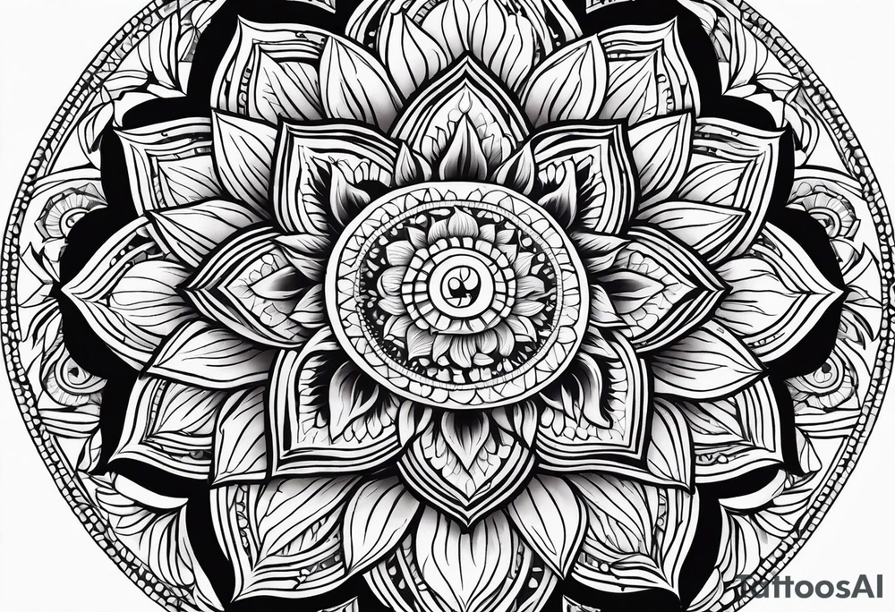 Mandala sun flower tattoo idea