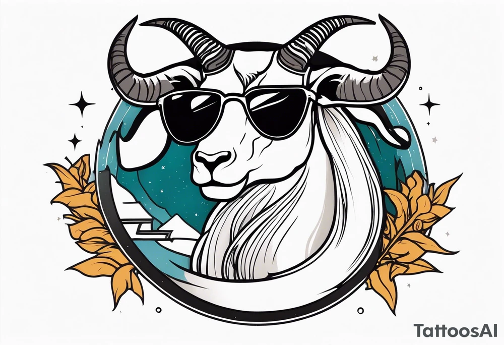 capricorn with sunglasses and gun tattoo idea