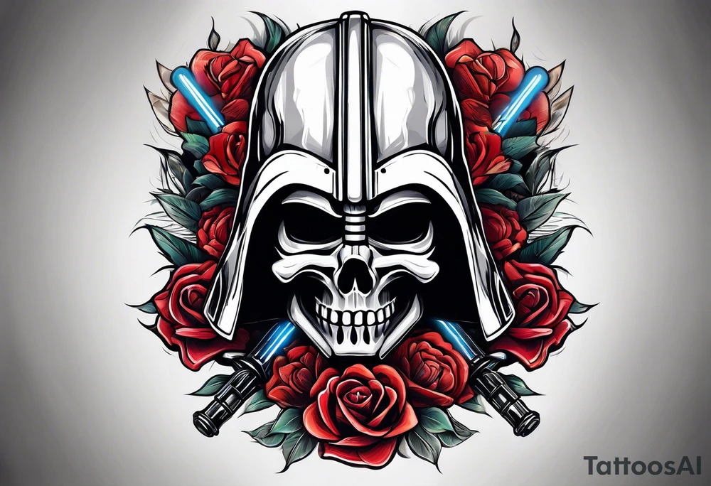 Light saber skull tattoo idea
