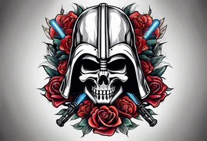 Light saber skull tattoo idea