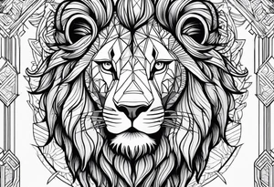 Representation of God underneath an up arrow to the left of an image of a man above a down arrow. tattoo idea