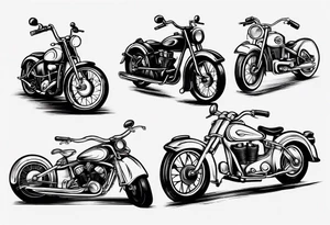 Motorcycle and an old vintage classic car tattoo idea