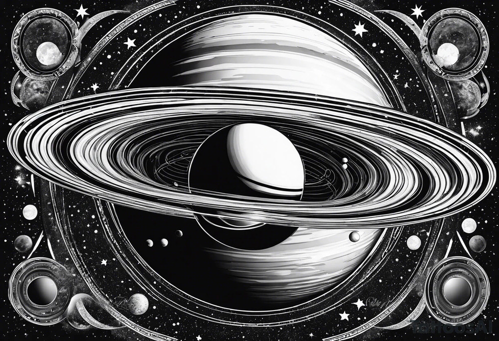 Saturn with the rings made of infinity symbols tattoo idea