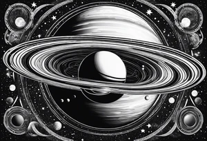 Saturn with the rings made of infinity symbols tattoo idea