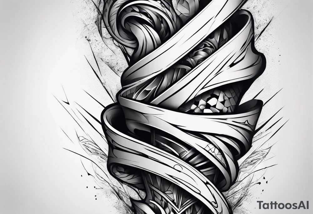 extreme fragmented twisted bone anger pain on elbow tattoo idea