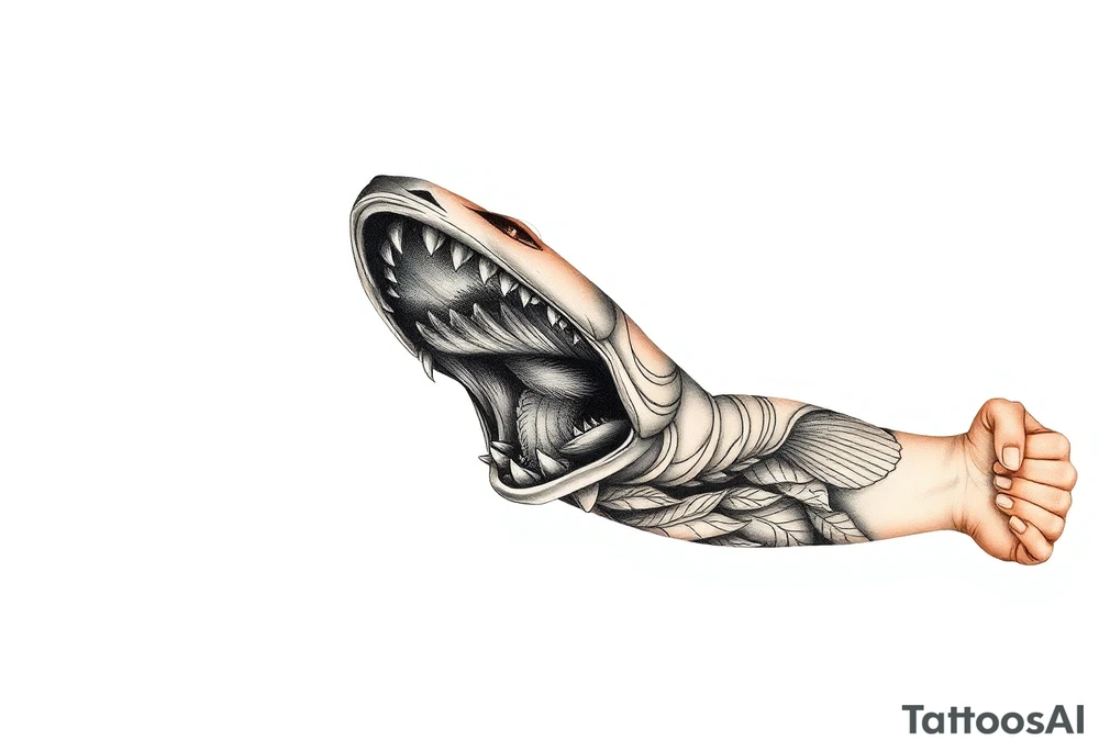 Fish mouth swallowing my arm tattoo idea