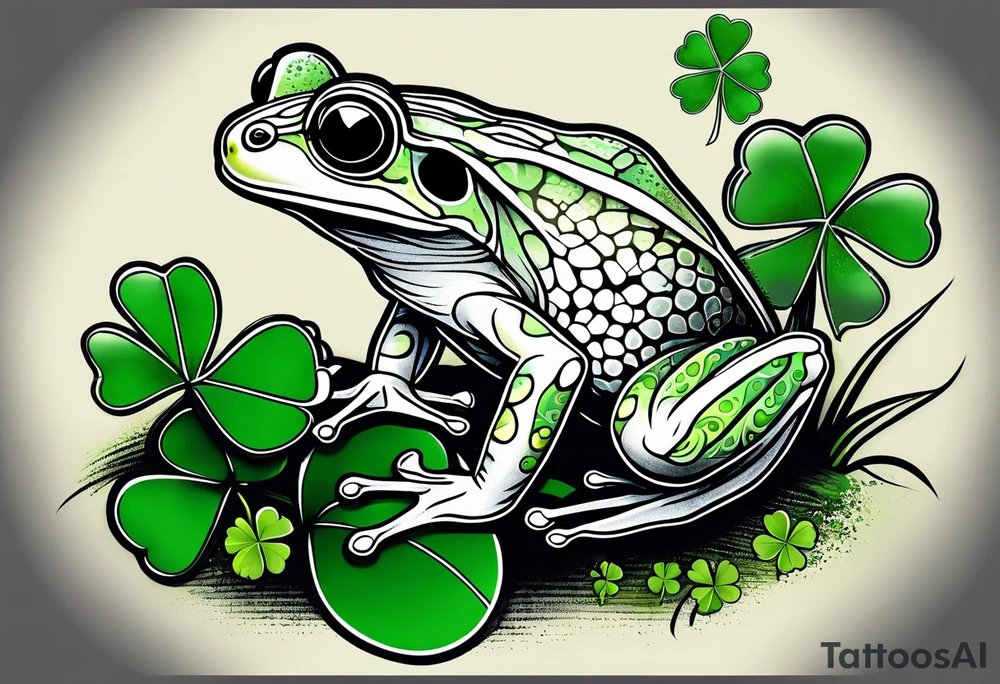 Tree frog and four leaf clover tattoo idea