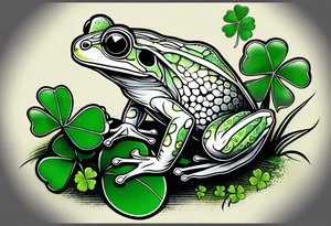 Tree frog and four leaf clover tattoo idea