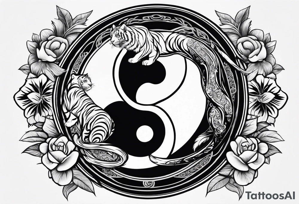 Yin and yang with tiger tattoo idea