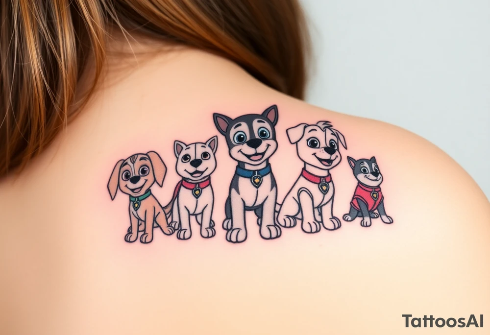 full squad of paw patrol tattoo idea