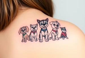 full squad of paw patrol tattoo idea