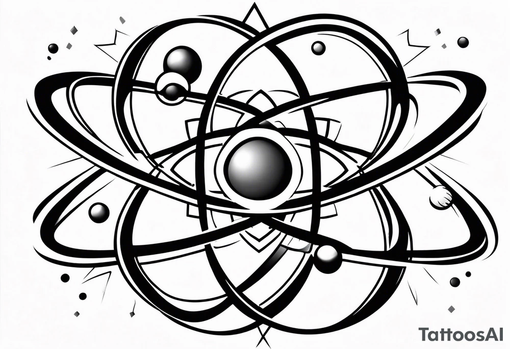atom with quantum electron cloud tattoo idea