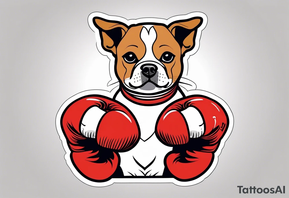 Cute Dog with boxing gloves, boxing coach tattoo idea