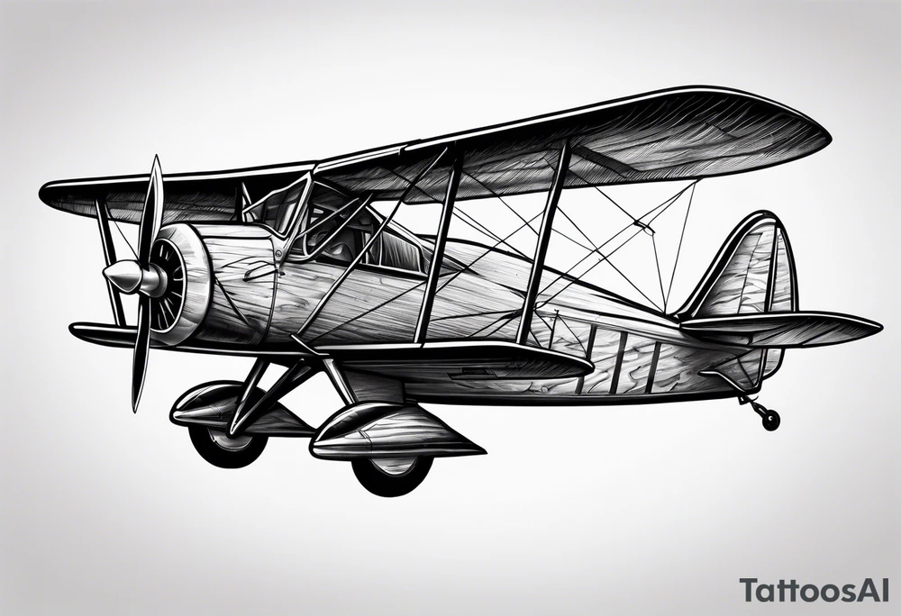 sketch of adventure plane in perspective from the bottom tattoo idea