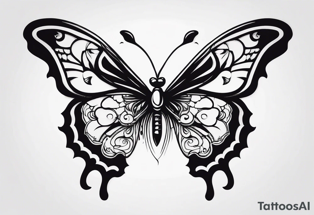 butterfly stabbed by a knife tattoo idea