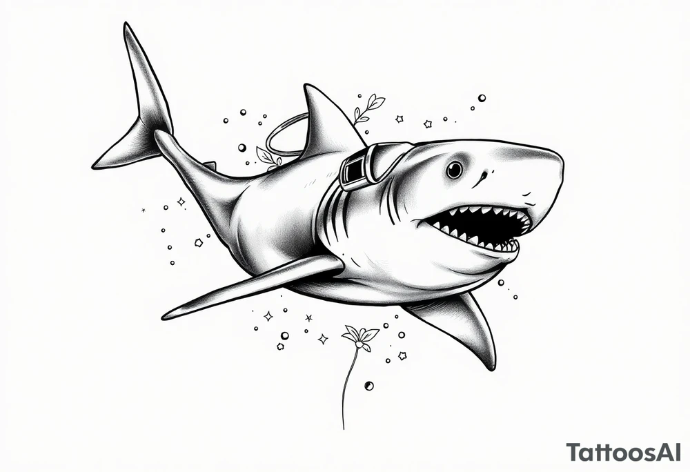 shark scuba diving tattoo idea