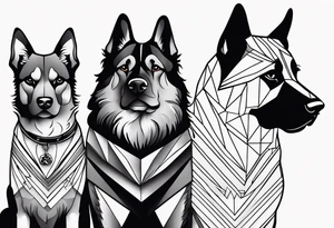 2 big dogs 3 small dogs and one black cat tattoo idea