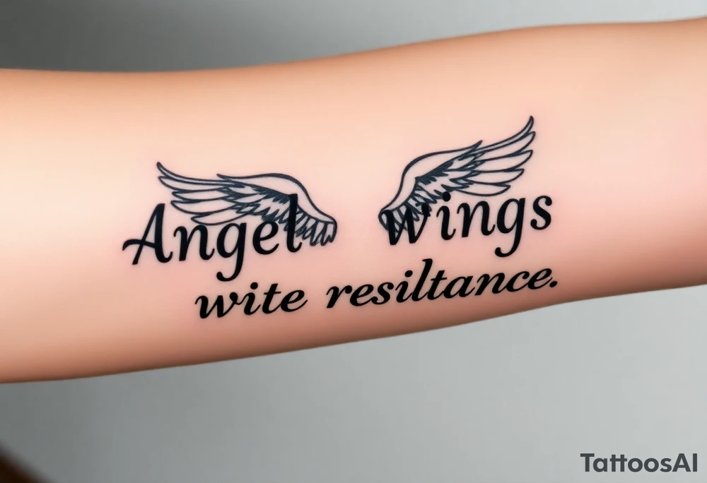 angel wings with related things. Write resilience tattoo idea