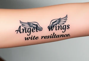 angel wings with related things. Write resilience tattoo idea