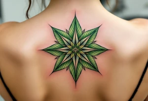 A si green eight-pointed star tattoo radiates growth, harmony, and connection to nature. tattoo idea