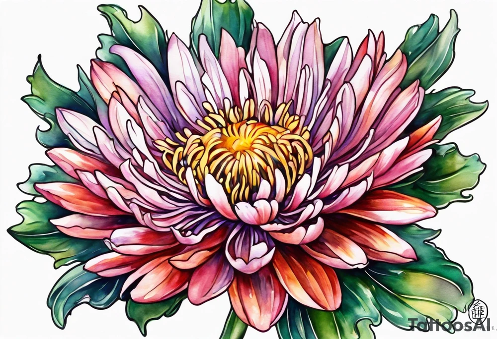 Chinese symbol strength September birth flower aster love mother tattoo idea