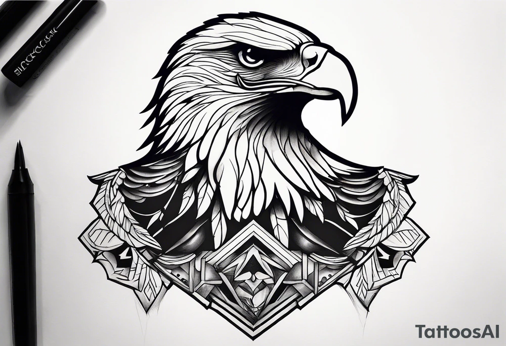 Manly eagle chest tattoo idea