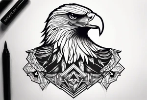 Manly eagle chest tattoo idea