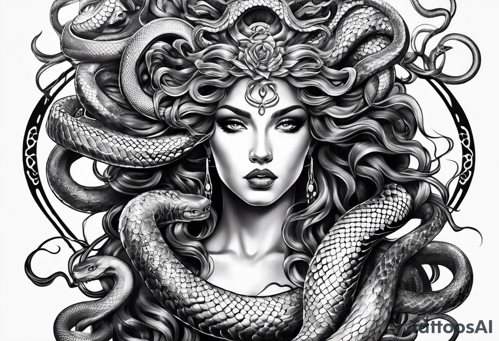 Medusa with snakes for hair tattoo idea