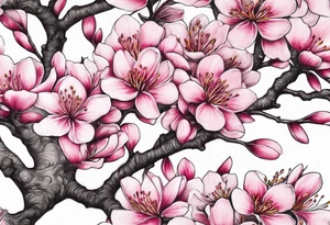 pink silktree blossoms floating tattoo idea