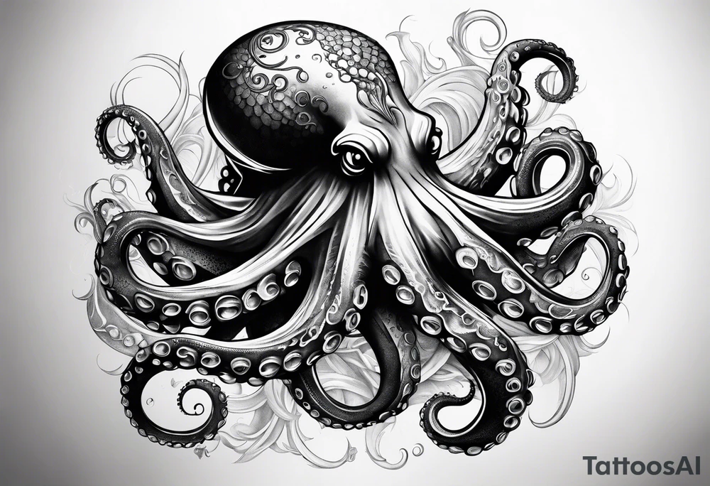 Octopus around lower leg tattoo idea