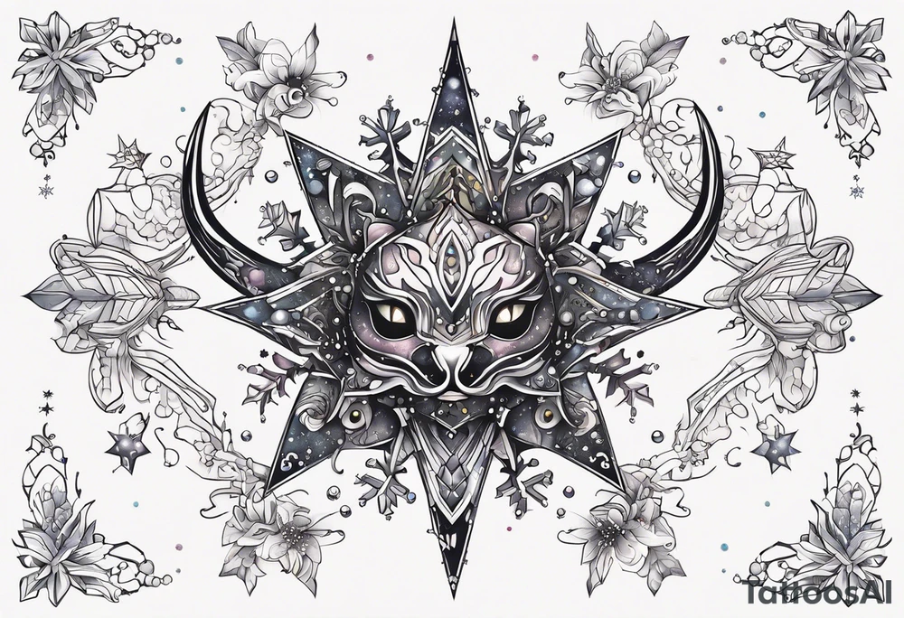 Constellation, animal alien, snowflake tattoo idea