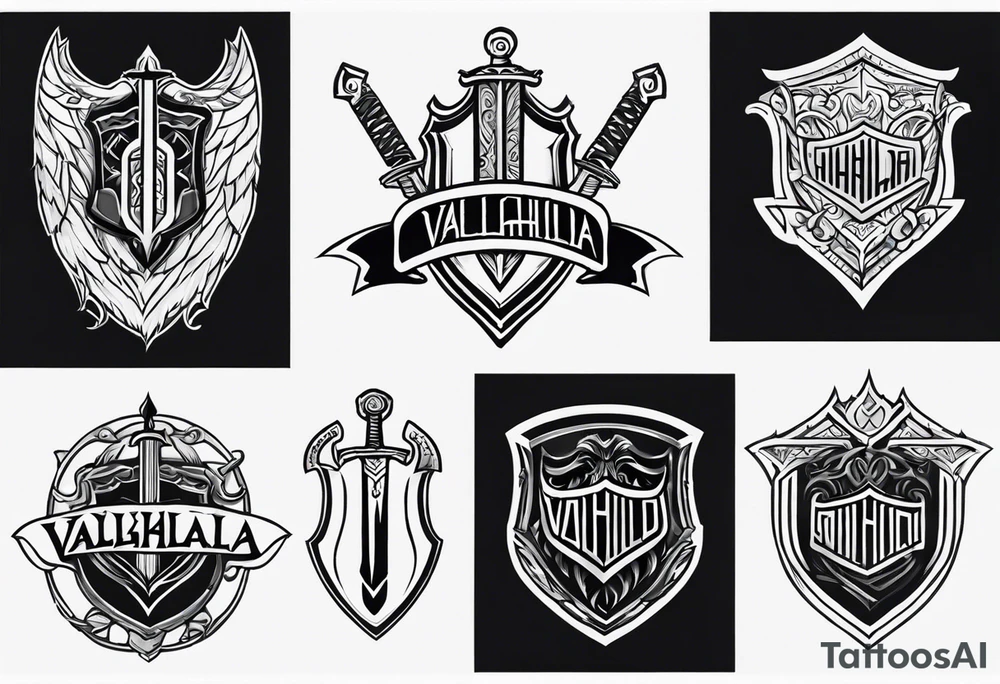 Valhalla sword shield tattoo idea