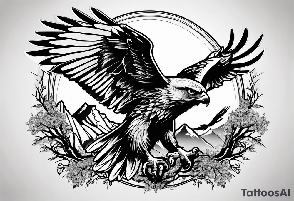 Hawk tree tattoo idea