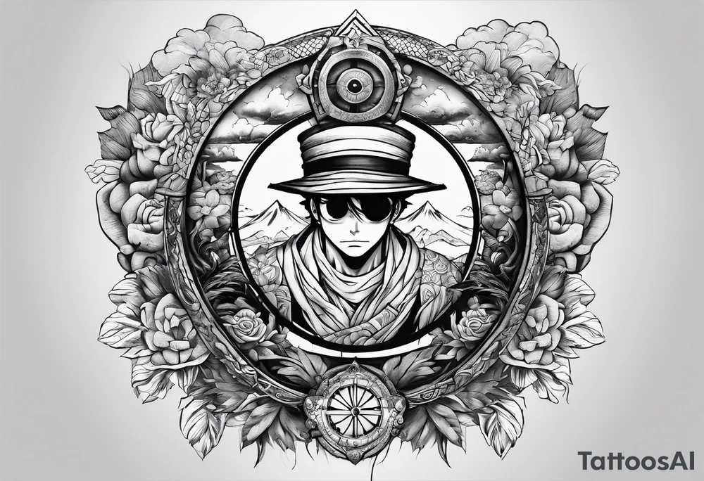 I want a half compas and half Mugiwara Luffy tattoo tattoo idea