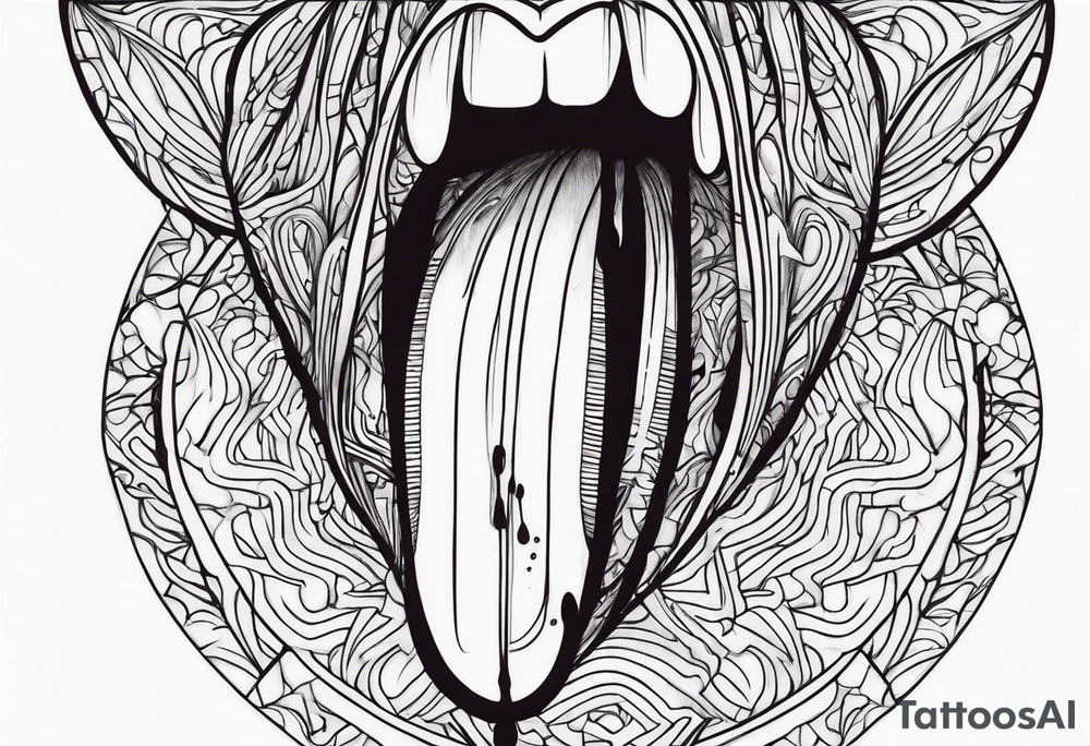 protruding tongue with blood streaks tattoo idea