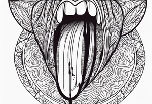 protruding tongue with blood streaks tattoo idea