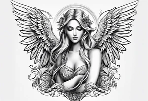 Angel with big boobs tattoo idea