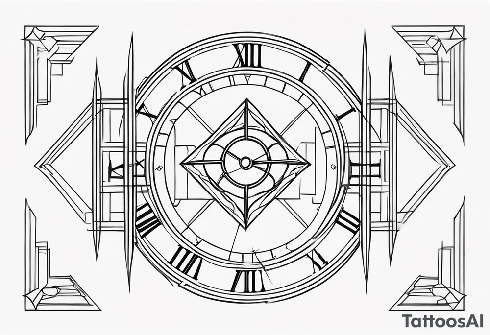 Roman numerals with anime gemometric tattoo idea