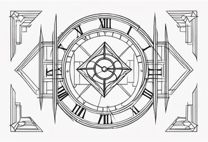 Roman numerals with anime gemometric tattoo idea