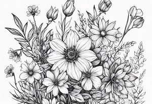 Wildflowers, smaller, vertical tattoo idea
