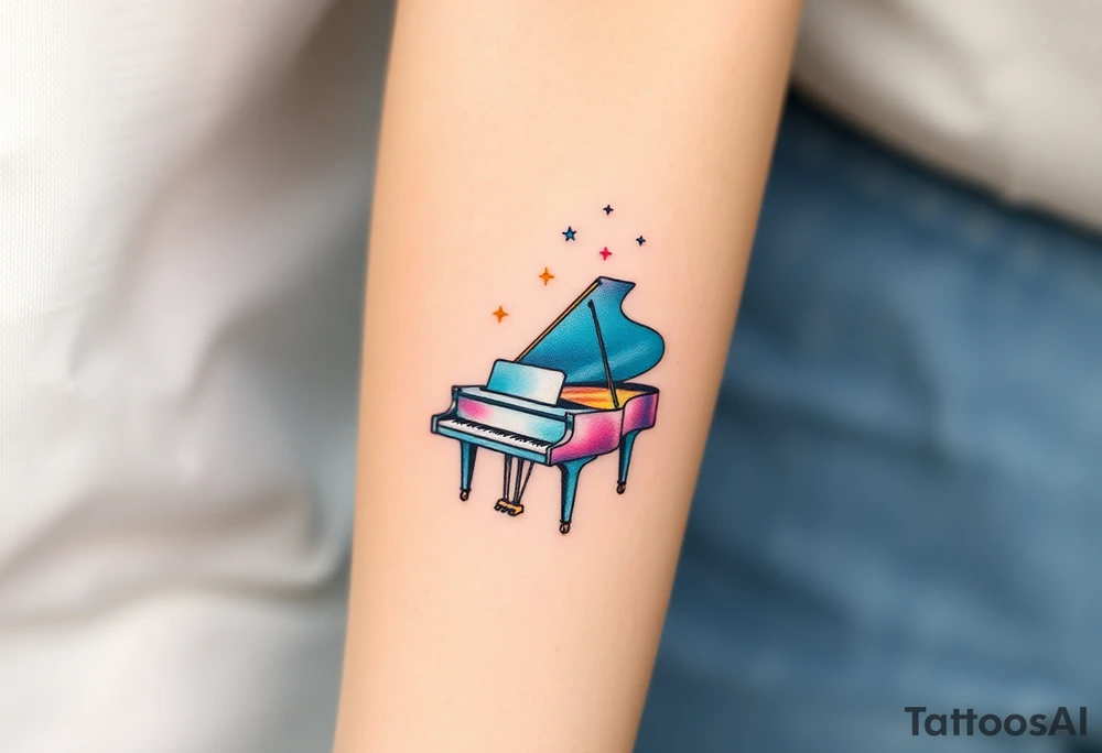 grand piano under the stars swirl tattoo idea