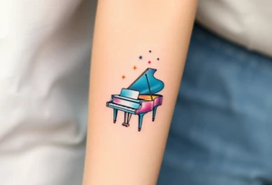 grand piano under the stars swirl tattoo idea