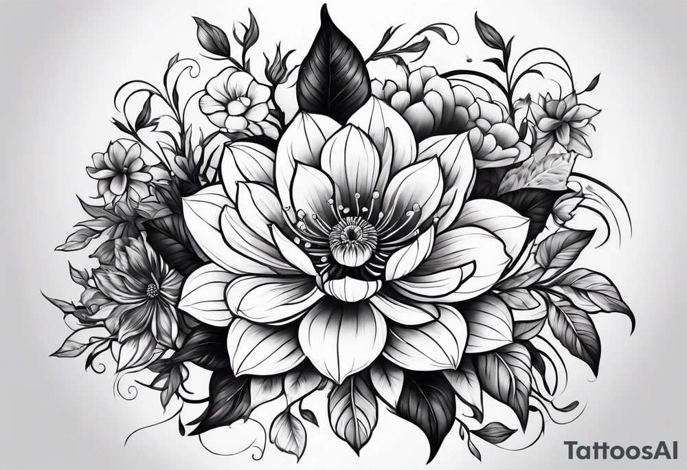 Dark feminine garden tattoo idea