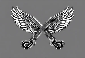 Ice Hockey sticks crossing with 39 in the middle and angel wing around it tattoo idea