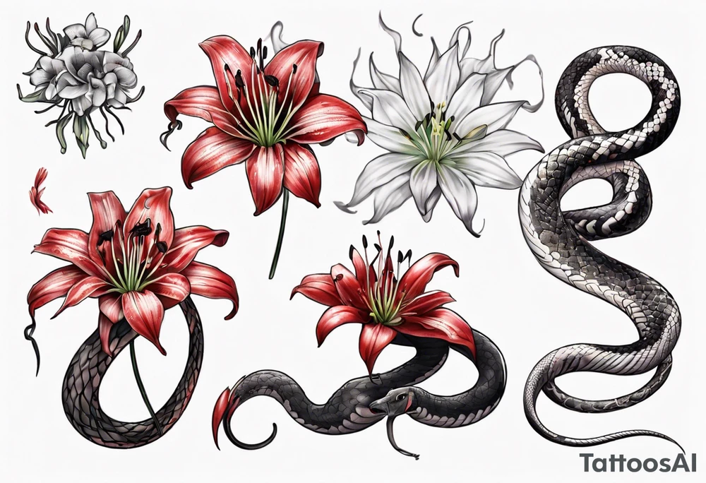 red  spider lily and a snake tattoo idea