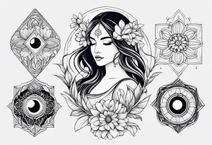Lunar phases Virgo flowers tattoo idea