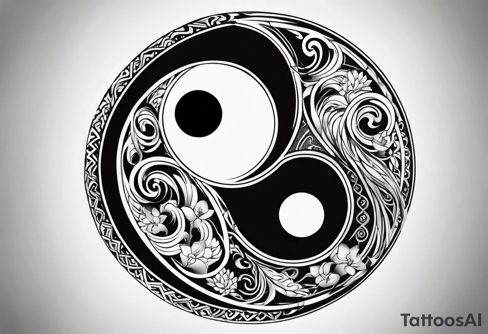 Ying yang with tribal tattoo idea