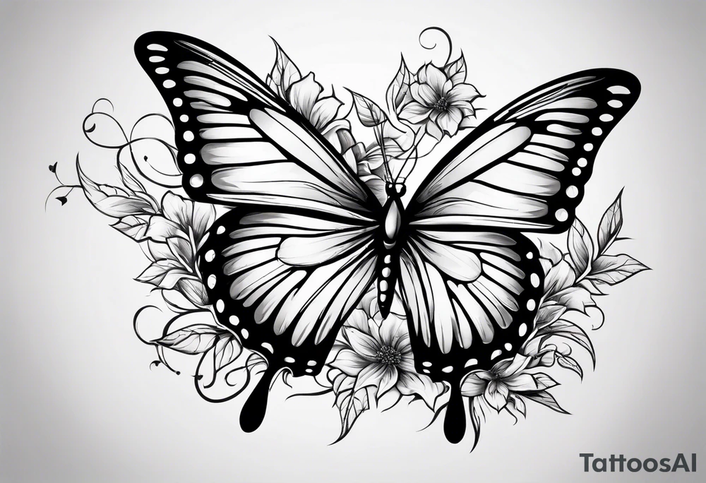 Butterfly with thorns tattoo idea